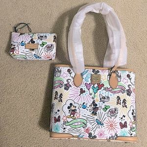 NWT Disney Sketch Tote Bag & Cosmetic Case by Dooney & Bourke